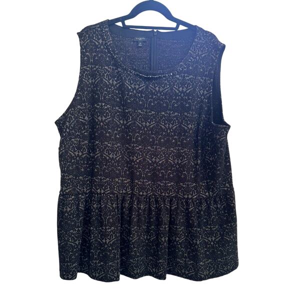 Talbots Beaded Velvet Shimmer Sleeveless Peplum Blouse Plus Size 3X Tank Top - Picture 1 of 6